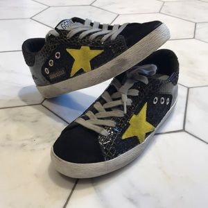 Golden Goose Black Sneakers with Yellow Star